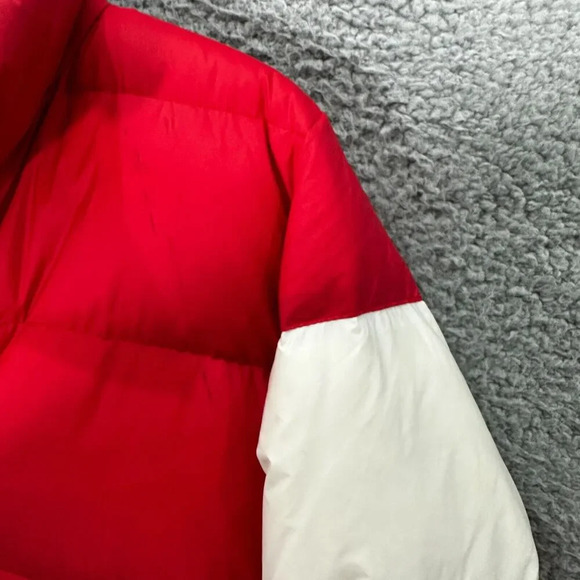 SPLITS59 Isabel Down Puffer Jacket women small red Colorblock down packable hood - Picture 9 of 13